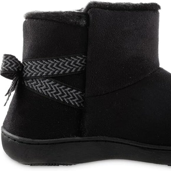 isotoner Women's Microsuede Mallory Bootie Slippers with Bow  Size 8.5-9… - Picture 2 of 6